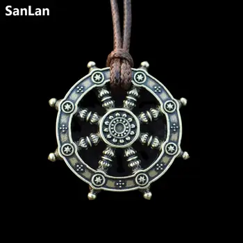 SanLan Dharmos Ratas Gyvenimo Samsara Budistų Amuletas Pakabukas Talismanas Karoliai 1pcs