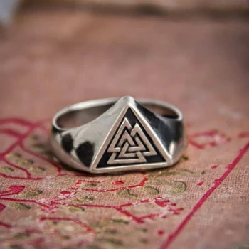 Senovės Valknut Nerūdijančio Plieno Viking Simbolis Žiedas Šiaurės Runos Apsaugos Vainikams Pagonių Papuošalai