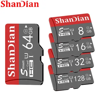 SHANDIAN Smart SD Card 32GB Didelės Spartos 10 Klasė 16GB/64GB Realias galimybes 128 GB Mini SD Atminties Kortelė TF Kortelė Išmanųjį telefoną