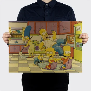 Simpsonų Šeimos Klasikinis Anime ir Animacinių filmų Kambarį Apdailos Kraft plakatus Siena Lipdukas Nuotrauką 51x35.5cm