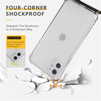Skaidrus, Aiškus Telefono dėklas Crossbody Karoliai Laido Lanyards su Virve Iphone XS 11 Pro Max XS 12 7 8 Plus X XR Mini Dangtis
