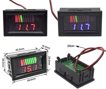 Skirti 0,56 Colių Raudona Mėlyna LCD Digital Voltmeter 12V 60V 72V Baterijos Talpos Indikatorius Švino Rūgšties Galios Automobilį, Motociklą Įtampos Testeris