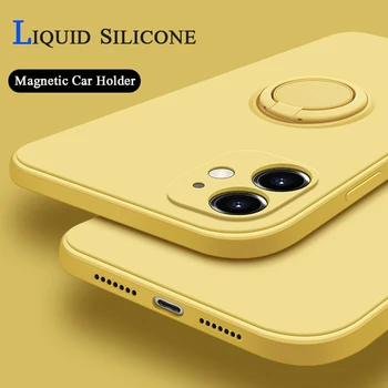 Skystu Silikonu Atveju iPhone 12 11 Pro Max Atveju Magnetinio Automobilinio Laikiklio Dangtelį iPhone 12 Mini XS Max XR 7 8 Plus SE 2020 Dirželis