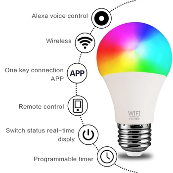 Smart Wifi Lemputė Tamsos Lemputė 15W RGB+BMT Smart Lemputės Protingo Namo Valdymo Balsu Dirbti Su Alexa 
