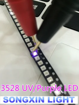 SMD led diodų XIASONGXIN ŠVIESOS 100vnt 3528/1210 violetinė/uv smd/smt plcc-2 aukštos kokybės ultra ryškūs šviesos diodai.