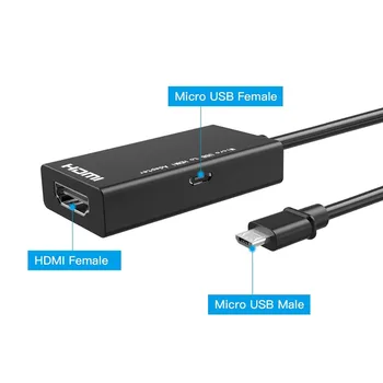 SOONHUA Micro USB Į HDMI Konverteris Adapteris TV 1080P HD HDMI Audio Video Kabelis 