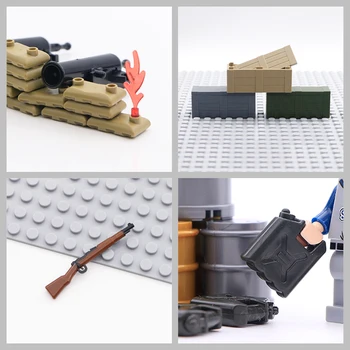 Suderinama Karinės Priedai Blokai WW2 Armijos Kareivis Ginklų Box Pakuotėje Kulka Radijo Armor Kaukės Plytų Pav Dalių Modelis, Žaislai