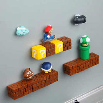 Super Mario Šaldytuvas Magnetas Namų Puošybos Ornamentais Figūrėlės, Vaikystės Žaidimai Vaikams, Žaislai Mario Magnetai