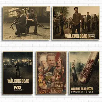 The Walking Dead Season 7 Klasikinio Filmo Kraftpopieris Plakatas Baras, Kavinė Kambarį Valgomasis Sienos Dekoratyviniai Paveikslai