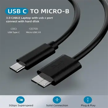 Tipas-C USB-B Kabelį Vyras Į Micro B Male 0,5 m/1m USB3 Jungtis.0 Duomenimis Įkrovimo Kabelis Kietojo Disko Kompiuterį, Išmanųjį Telefoną