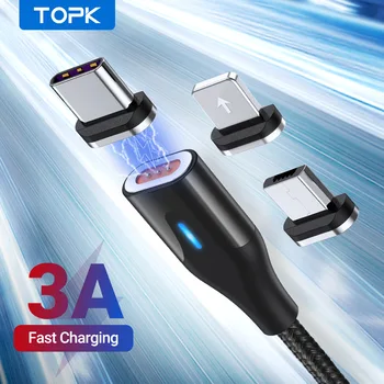 TOPK USB Magnetinio C Tipo Kabelis Magnetinio Baterija Micro USB Kabelis iPhone 7 8 11 Pro XR XS Max Xiaomi 