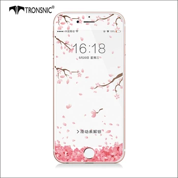 Tronsnic Sakura Grūdinto Stiklo Plėvelė iPhone 6 6S plius Gėlių Screen Protector, iPhone 7 8 plius Prabanga Rausvos spalvos, Priekinis Stiklas Karšto