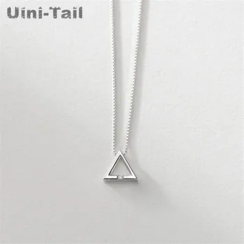 Uini-Uodega karšto naujas 925 sterlingas sidabro trikampis karoliai moterų korėjos mažų šviežių geometrinis trikampis pakabukas papuošalai GN619