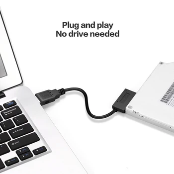 USB 2.0 Mini Notepad Optinių Diskų Naudojant 6P+7P SATA Sąsajos Adapteris Keitiklio Kabelį, Nešiojamas DVD CD ROM Slimline Ratai