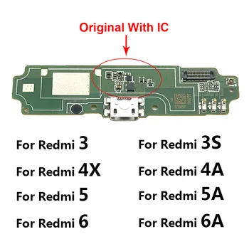 USB Maitinimo Įkrovimo lizdas Jungtis Valdybos Dalių Flex Kabelis Su Mic Mikrofonas Xiaomi Redmi 5A 4A 4X 3 3 6 6A, 7, 7A