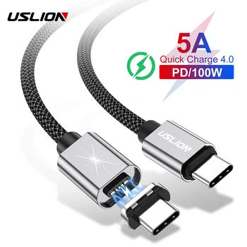 USLION 5A PD 100W Greitai įkrauti Magnetinio USB Kabelį, Tipas C Su USB C Kabelio 