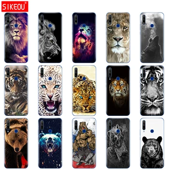 Už Garbę 9X Pasaulinės Atveju Silicio TPU Minkštas Galinį Dangtelį Telefoną Atveju Huawei Honor 9X Premium STK-LX1 vilkas tigras, liūtas, Leopardas lokys
