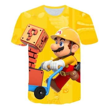 Vaikai 3D Mario Luigi Print T-marškiniai, Kostiumas Berniukams, Mergaitėms Vasaros Tees Viršuje, Drabužiai Vaikams, Drabužiai Atsitiktinis Tshirts