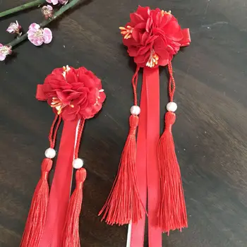 Vaikų Kinų stiliaus šilko gėlių kutais šukuosena plaukų įrašą Hai Liu įrašą COS Hanfu šukuosena flower daisy streamer plaukų cli