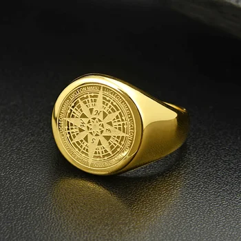 Valily Papuošalai Mens Žiedas Paprastos Konstrukcijos Kompasas, Žiedas Aukso Nerūdijančio Plieno mados Juoda Juosta Žiedai Moterims, Vyrams Navigator Žiedai