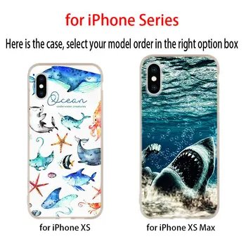 Vandenyno Banginių, Ryklių ir žuvų soft Case for iPhone 12 11 Pro X XS Max XR 8 7 6 Plius 5s SE 2020 M S 6.1 Mini Dangtis