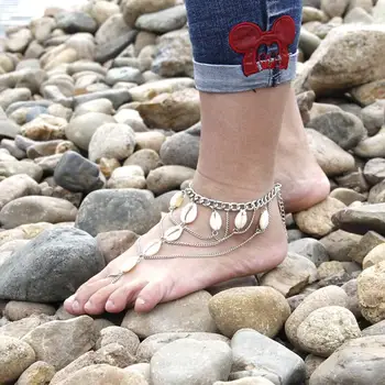 Vasarą Kojos Papuošalai Paplūdimys Vestuvių Basomis Sandalai Kulkšnies Apyrankę Moterų Bohemijos Grandinės Pėsčiomis Kutas Shell Žavesio Anklets