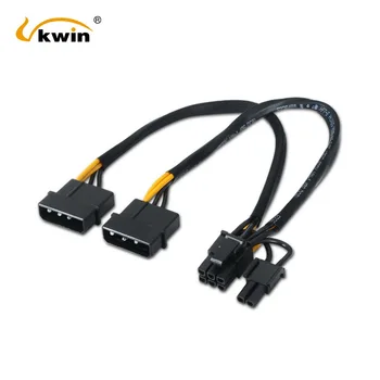 VKWIN Dual IDE 4Pin Molex į PCI-E 8Pin (6+2Pin Maitinimo Adapterio Kabelis Molex vyrų vyrų Grafinė kortelė, kabelis, Vidinis Kabelis
