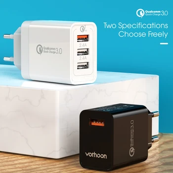 Vothoon 30W 3 jungtys Greito Įkroviklio 3.0 USB Įkroviklis iPhone Samsung 