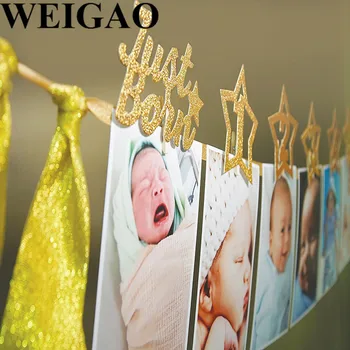 WEIGAO 1-ojo Gimtadienio Foto Girliandą Baby Shower Pirmojo Gimtadienio Mergaitė Berniukas Šalis Mėnesio Nuotraukas 1 Vieno 12 Mėnesių Nuotrauka Rekvizitai