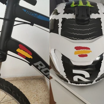 X8 Pack Ispanijos vėliavos lipdukas vinilo už šalmą, dviratis, dviratis, automobilis, dviratis (2 matavimai)