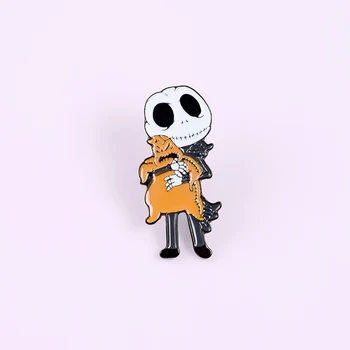XEDZ Siaubo skeletas džentelmenas valdos orange moliūgų vaiduoklių emalio pin vyrų ir moterų metalo ženklelis pankų drabužių atvartas sagė g
