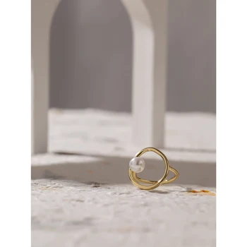 Yhpup Mados korėjos Reguliuojamas Žiedai Minimalistinio Perlų Geometrinis Moterų Vario Aukso Žiedus Biuro Šalis Priedai