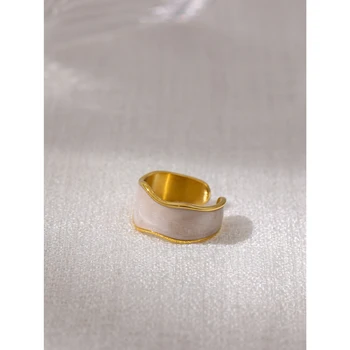 Yhpup Naujos Mados Emalio Geometrinis Žiedas Moterims, 18 K Nerūdijančio Plieno Papuošalai Vestuvių Žiedas Bijoux Femme-Osioms Dovana 2021
