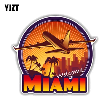 YJZT 12.7 CM*11,5 CM Sveiki atvykę Į Miami Kelionės PVC Motociklo Automobilių Lipdukas 11-00432