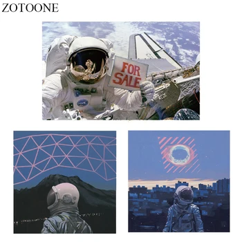 ZOTOONE Geležies Perdavimo Astronautas Pleistras Aplikacijos Šilumos Perdavimo Vinyl Kosmoso Pleistrai Lipdukai, Juostelės ant Drabužių Šilumos Spaudos