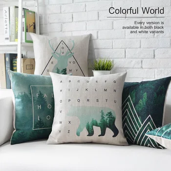 Šiaurės geometrijos Žalia Miško elnias Pagalvę gyvūnų pagalvėlės storas lininis užvalkalas sofos pagalvėlių namų dekoratyvinės Pagalvės