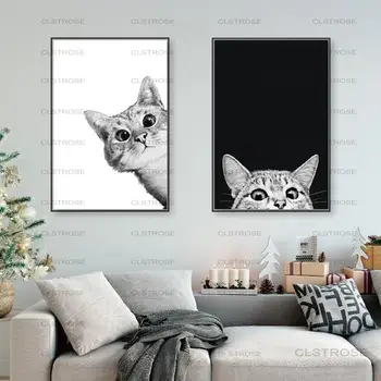 Šiaurės Stiliaus Lovely Cat Meno Gyvūnų Modulinės Nuotraukas Drobė, Tapyba, Plakatų Ir Grafikos Sienos Nuotraukas Kambarį Apdaila