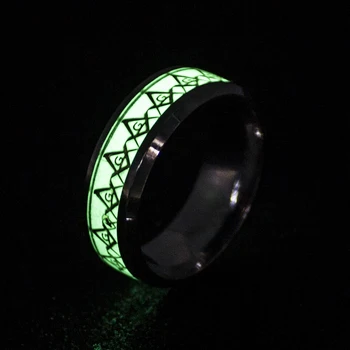 Širdies Šviesos Žiedai Moterų Vyrams iš Nerūdijančio Plieno Liuminescencinės Spindinčią tamsoje Piršto Freemason Žiedai, Papuošalai