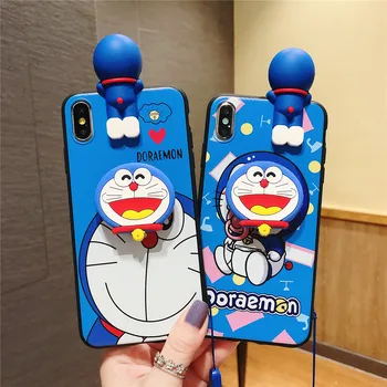 Žindukas Doraemon Samsung S6 S7 S8 S9 S10 S20 Plus Pastaba 8 9 10 Plius A10 20 30 50 51 71 Atveju Žiedas Minkštas Telefono Dirželis Virvę Atveju